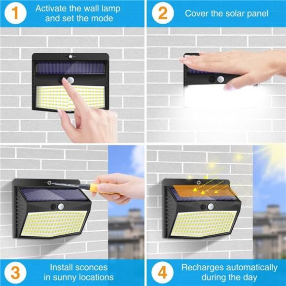 Solar Outdoor Lights, [138 LED/6 Packs] Solar Motion Sensor Security Lights - Picture 5 of 5